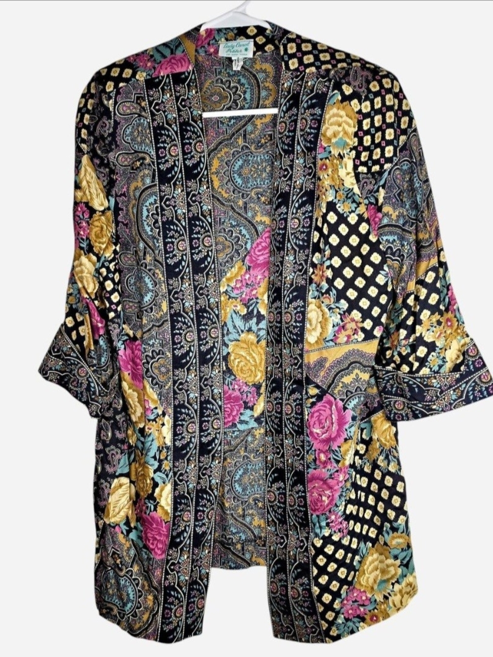 Vintage Lady Carol Floral Paisley Patchwork Kimono Cardigan Jacket Size 8